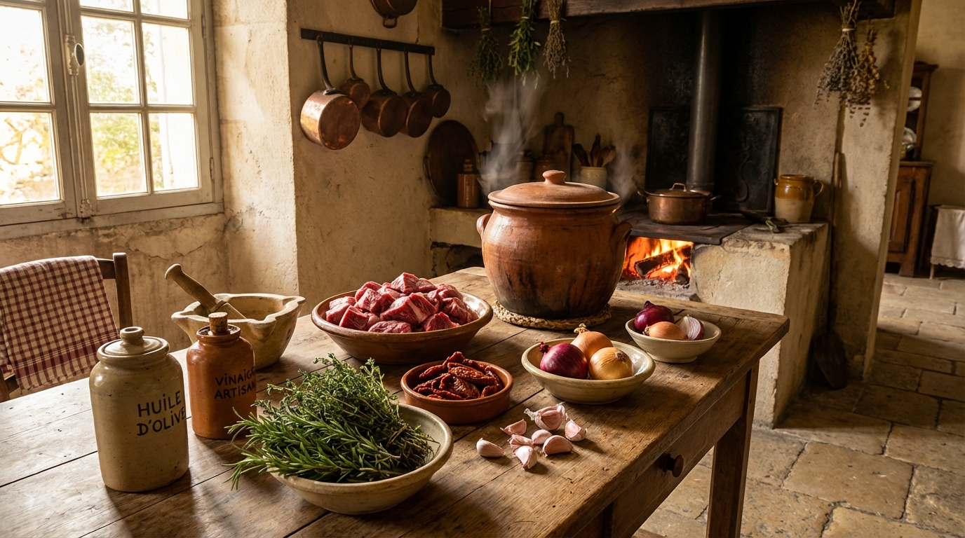 découvrez la recette authentique de la daube provençale, préparée sans vin ordinaire ni raccourcis, pour un goût traditionnel et savoureux.