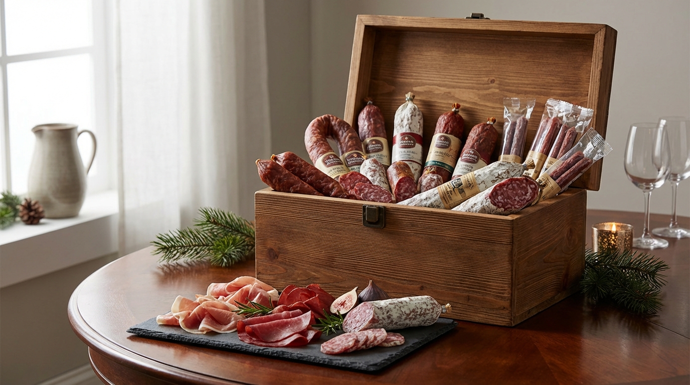 découvrez un calendrier de l'avent unique garni de saucissons, le cadeau parfait pour les amateurs de charcuterie à savourer jour après jour pendant les fêtes.